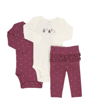 Enxoval bebê conjunto longo 3 peças corações e árvores + caixa de presente P nuvens multicor | Carter's