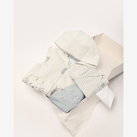 Enxoval bebê conjunto longo 3 peças bolsos ratinho interativo + caixa de presente M multicor | Carter's