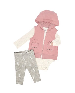 Enxoval bebê conjunto longo 3 peças capuz com coelho interativo + caixa de presente M multicor | Carter's