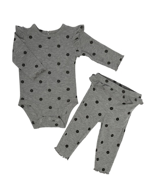 Enxoval bebê conjunto longo 2 peças canelada poá + caixa de presente P nuvens multicor | Carter's