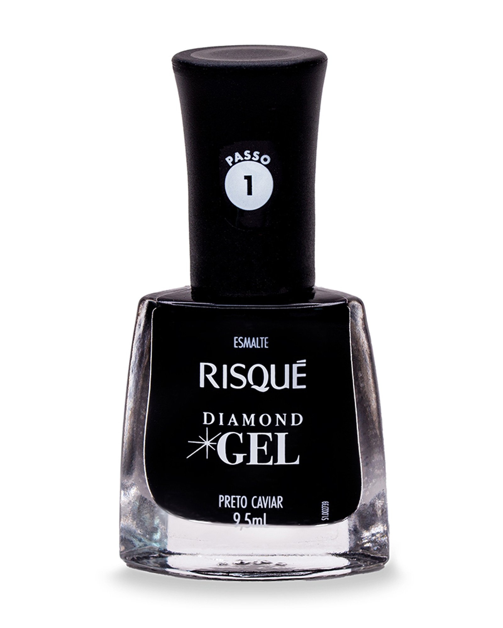 Kit esmalte Diamond Gel Preto Caviar 9,5ml + top coat efeito cristal 9,5ml | Risqué
