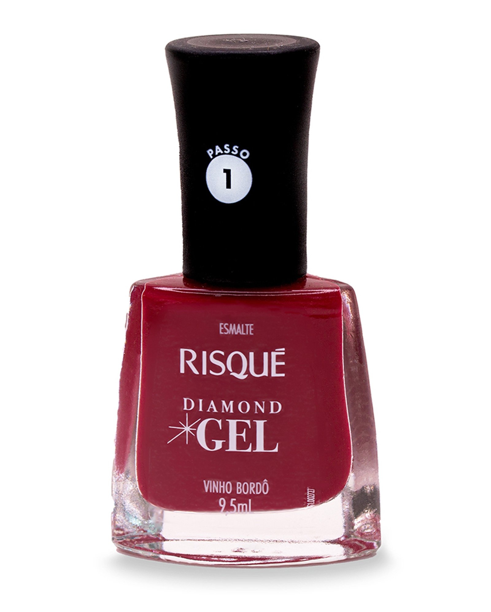 Kit esmalte Diamond Gel Vinho Bordô 9,5ml + top coat fixador 9,5ml | Risqué