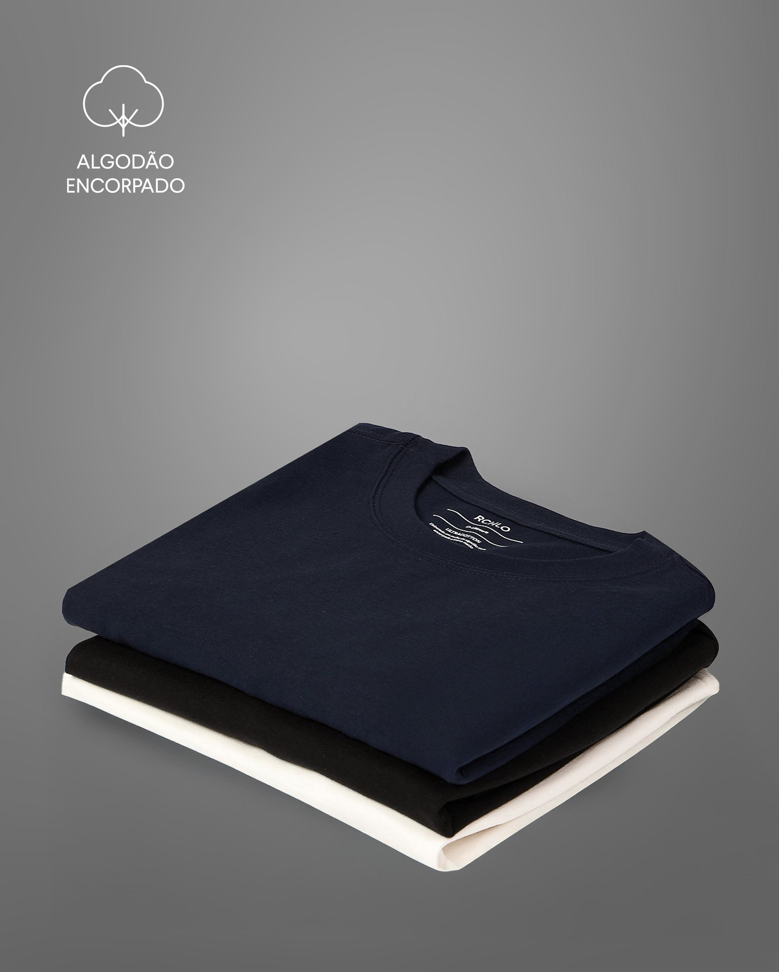 Kit camiseta masculina 3 peças algodão Tech UltraCotton multicor