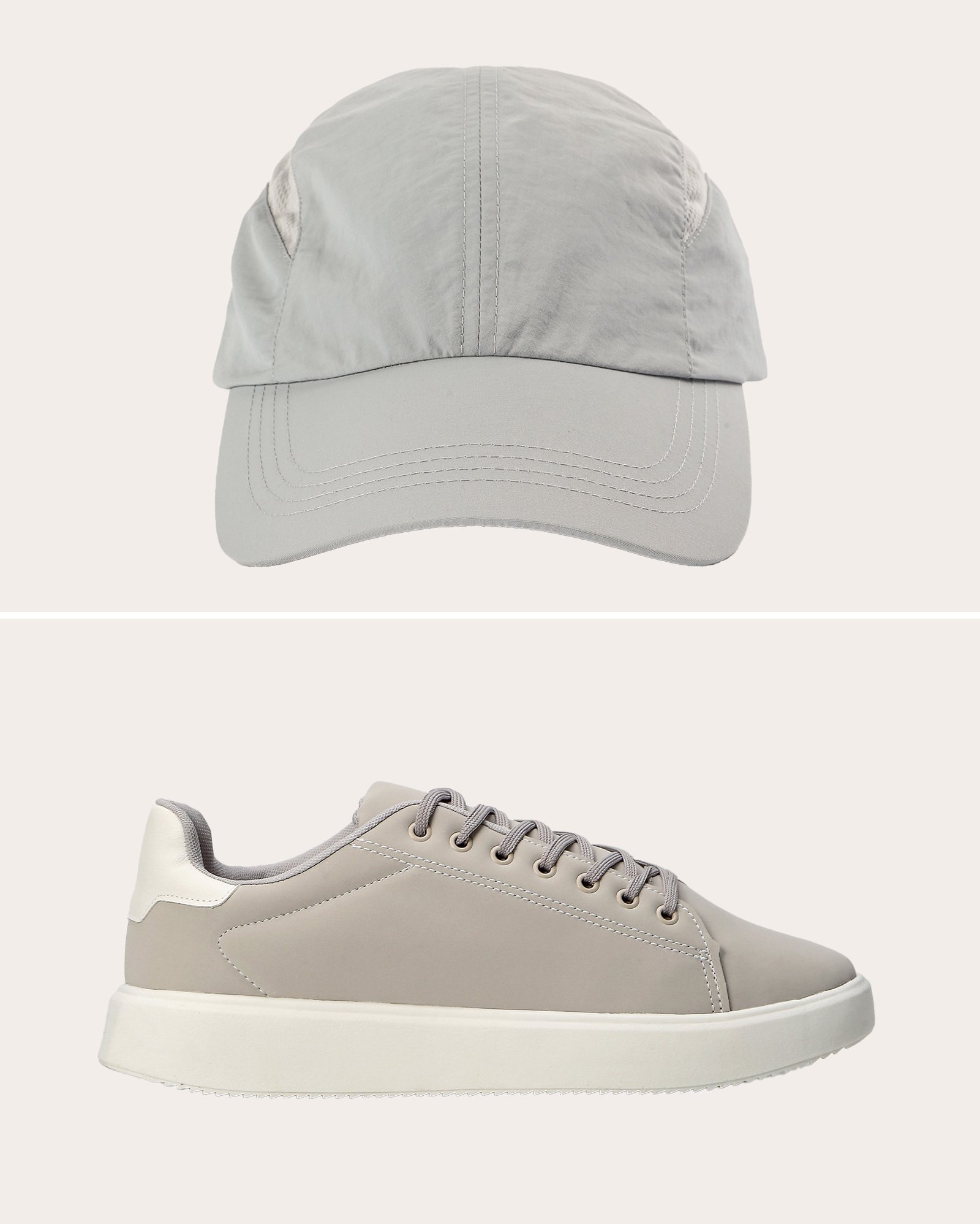 Kit boné masculino aba curva cinza Accessori + tênis masculino casual cinza