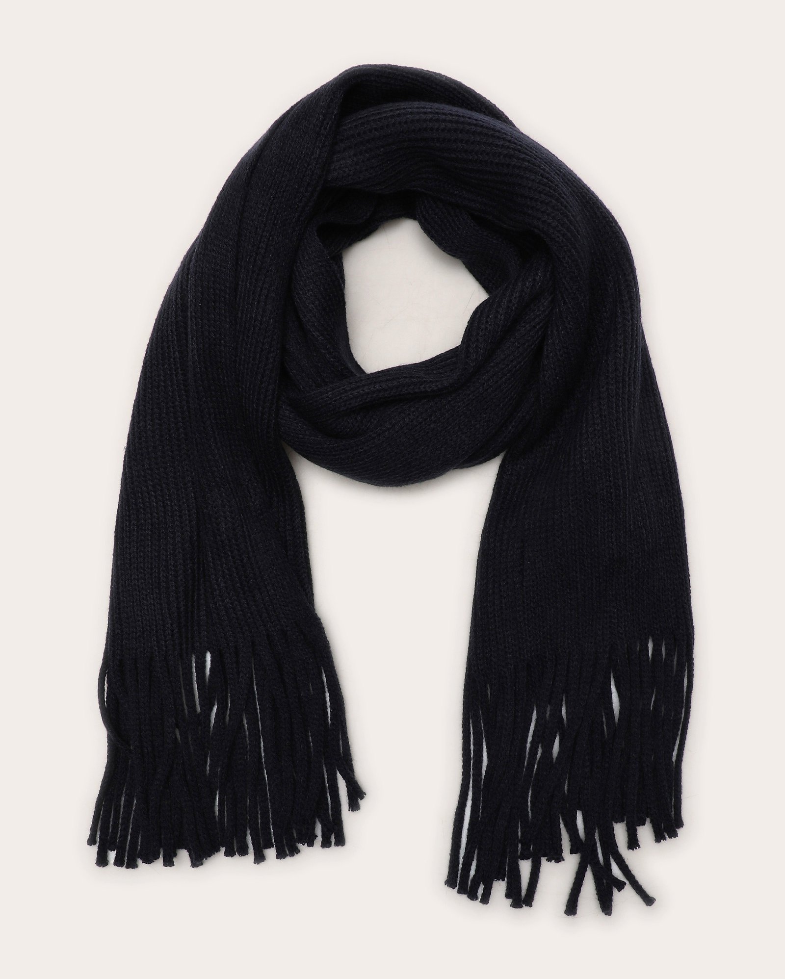 Kit cachecol de tricot com franja azul Accessori + tênis masculino pespontos preto
