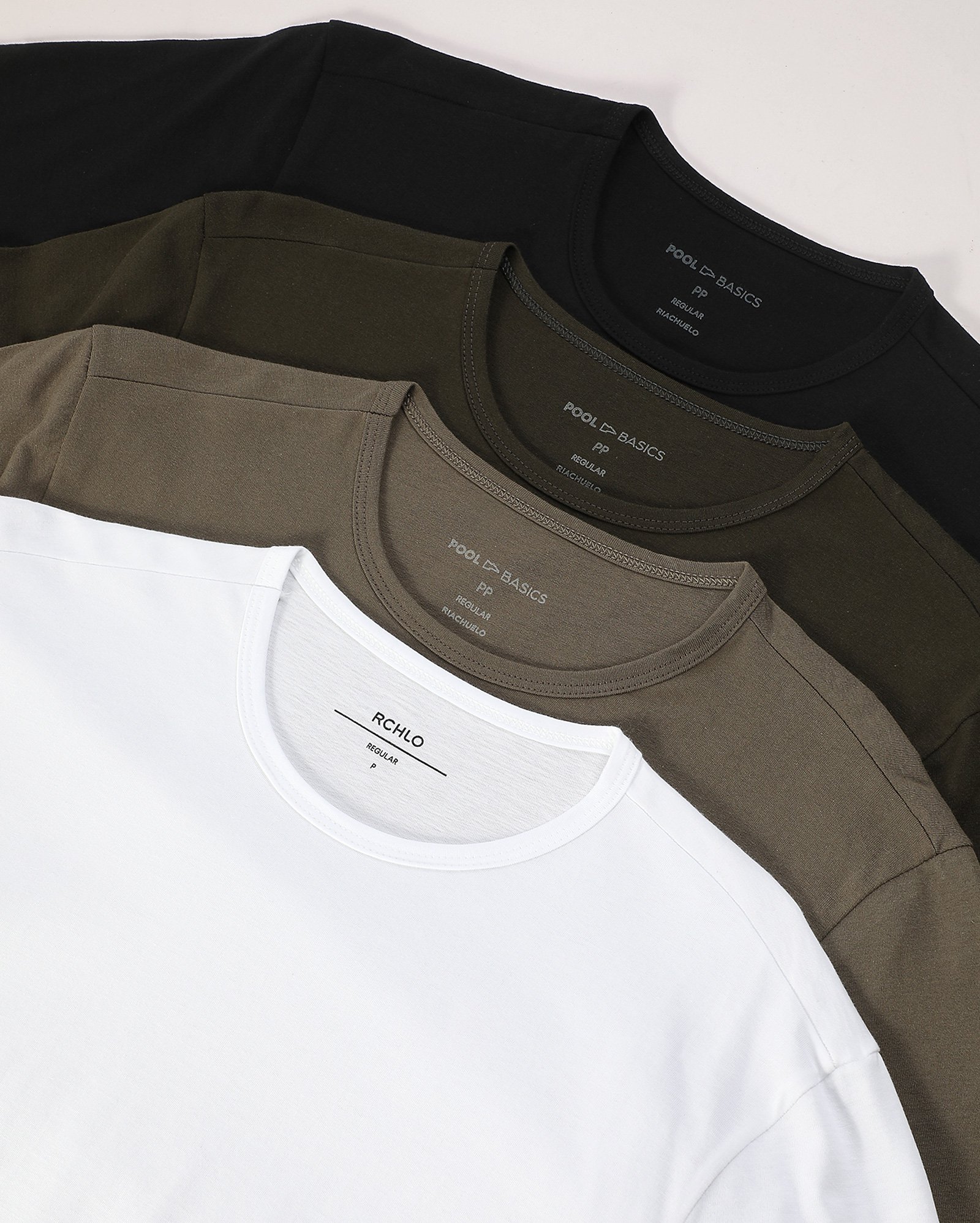 Kit camiseta masculina 4 peças básica manga curta multicor | Pool Basics