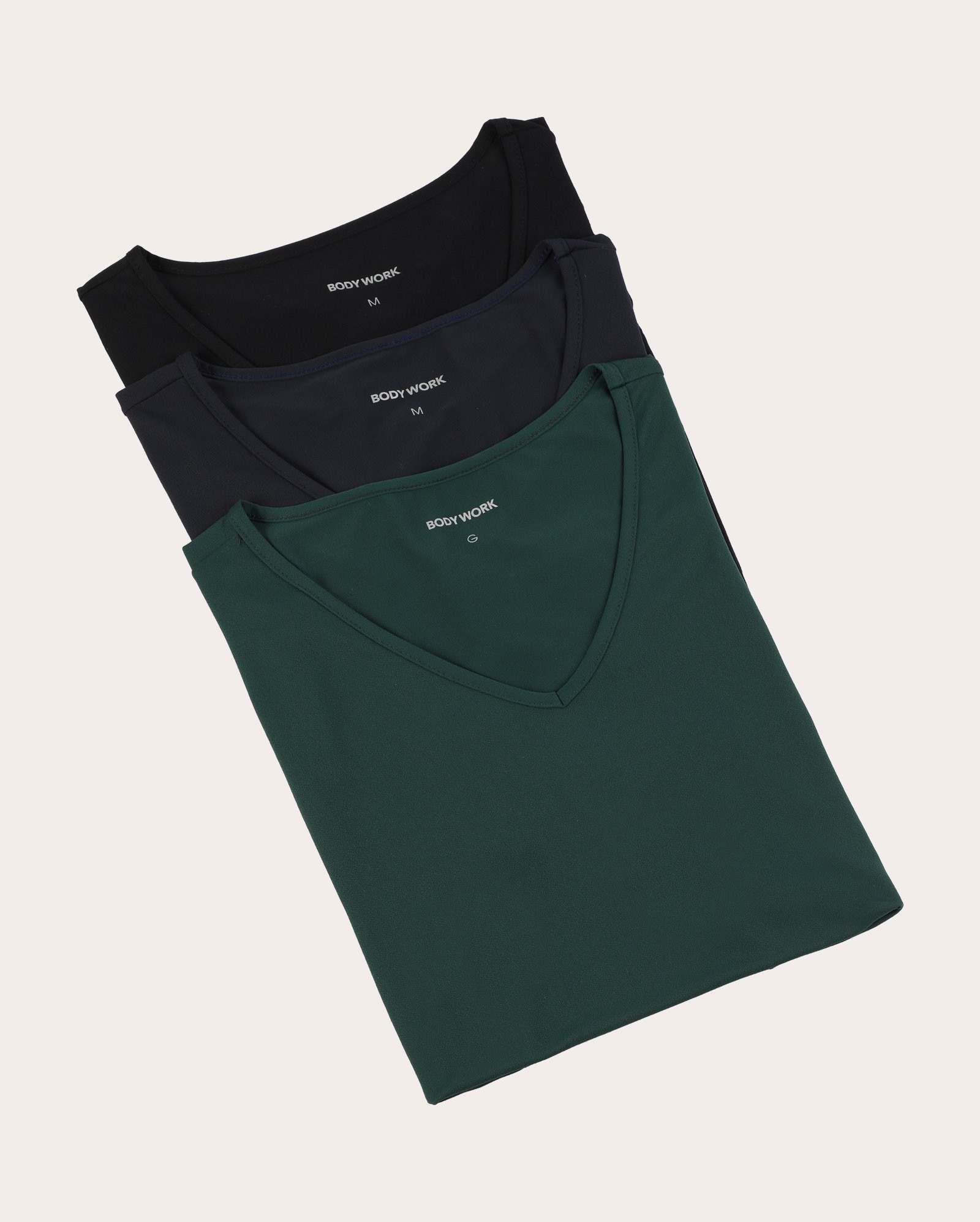Kit camiseta esportiva femininas 3 peças respirável decote v multicor | Body Work