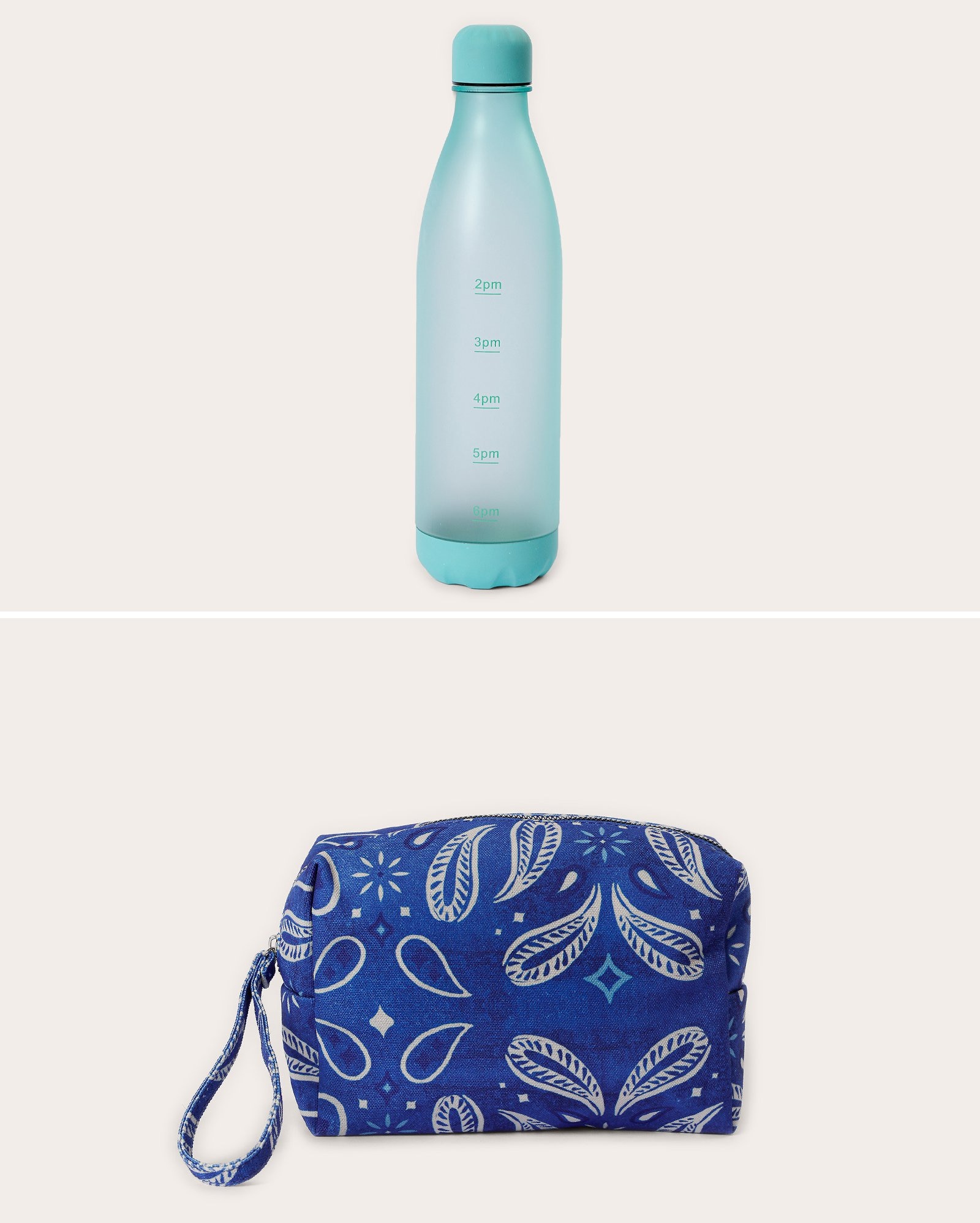 Kit garrafa squeeze 1L + necessaire M bandana azul