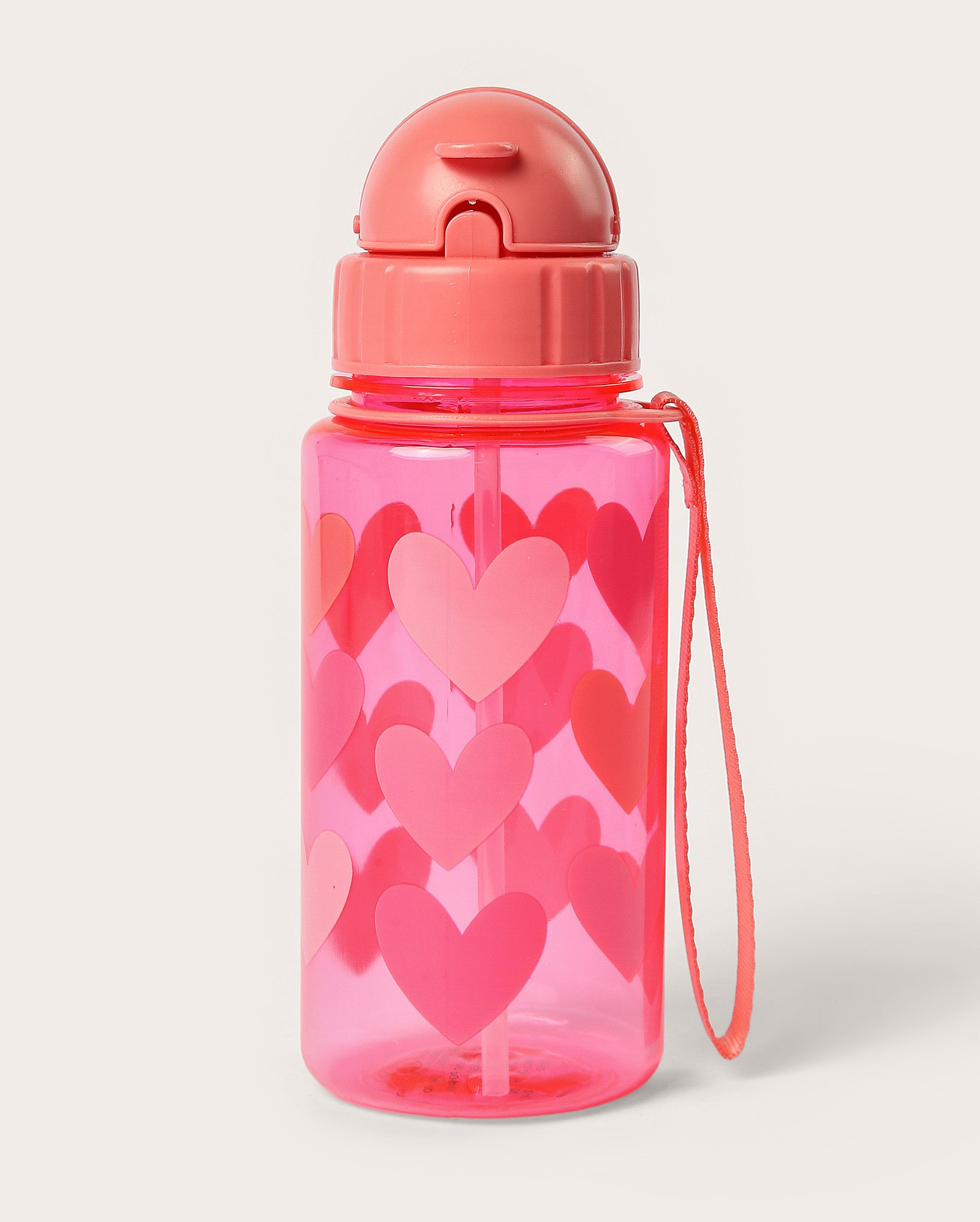 Kit garrafa squeeze 450ml + caderno espiral corações rosa