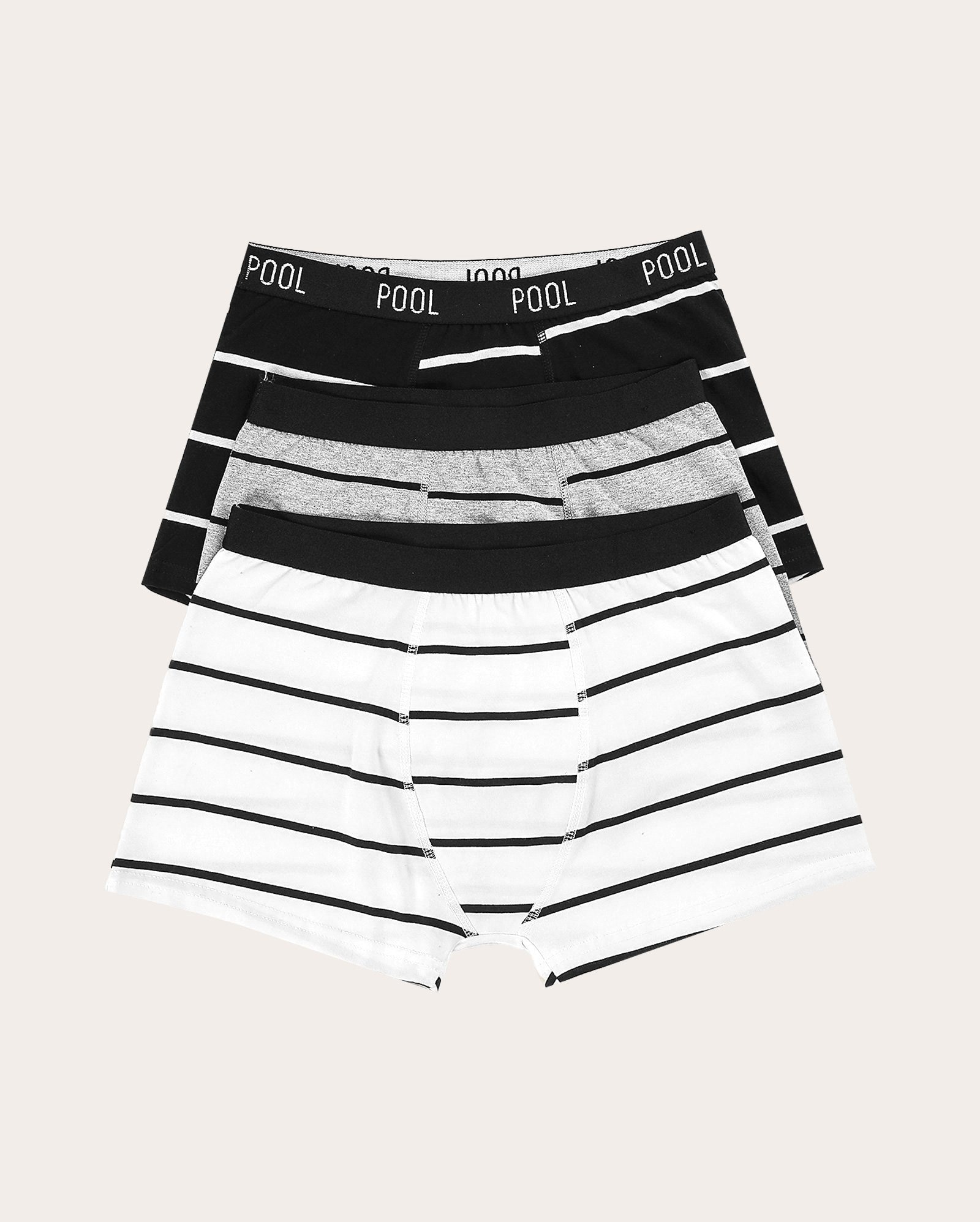 Kit cueca boxer 3 peças listrada multicor
