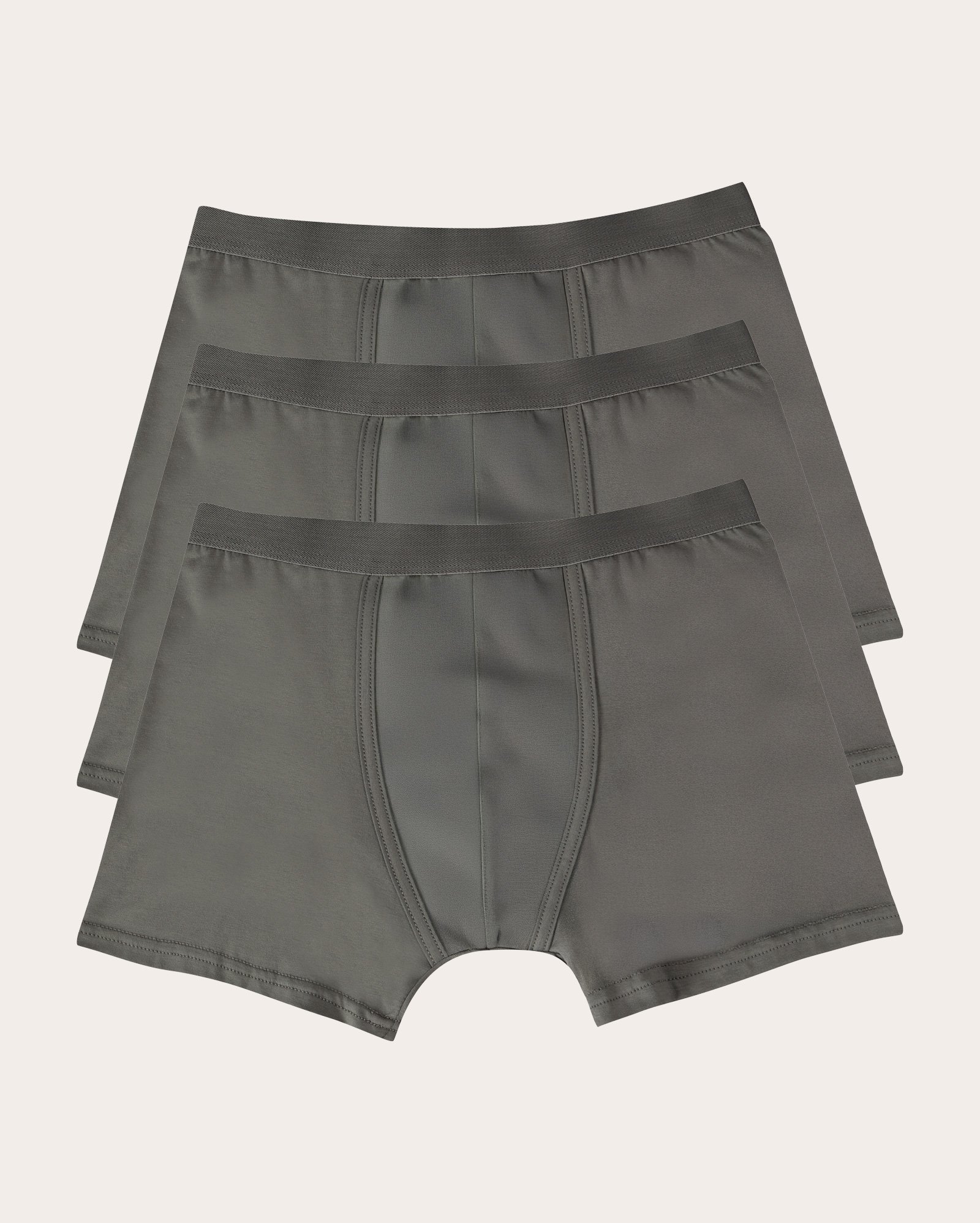 Kit cueca boxer 3 peças em Algodão Egípcio cinza