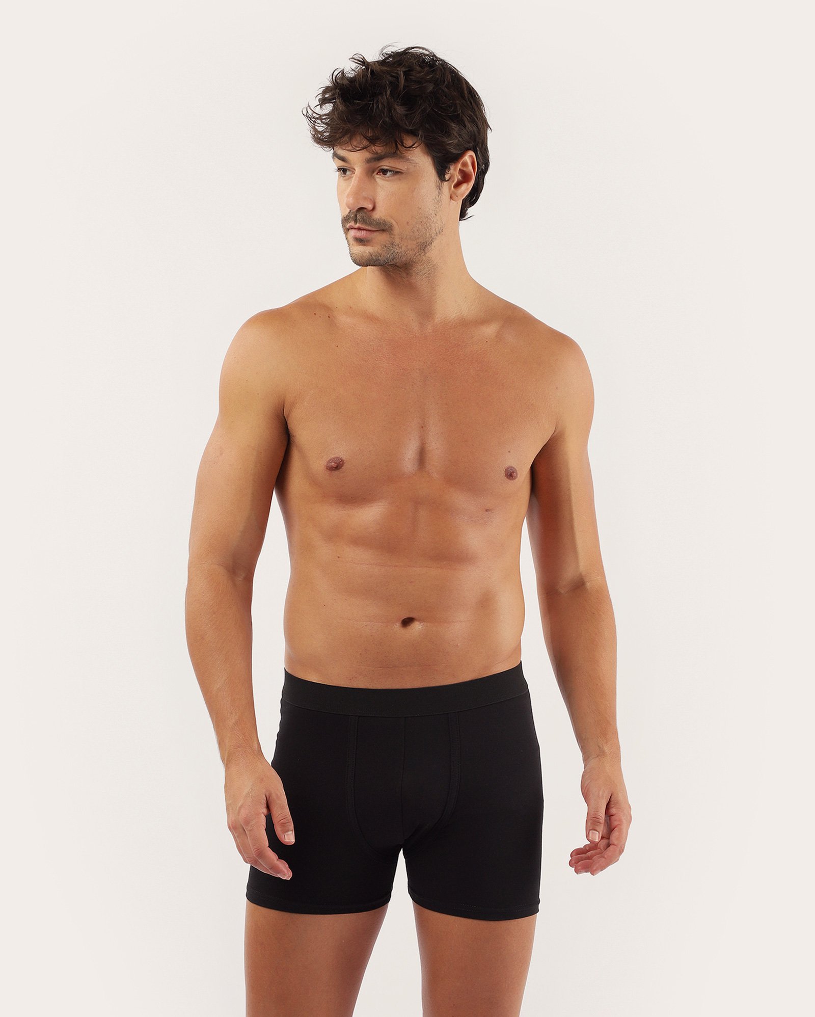 Kit cueca boxer 3 peças em Algodão Egípcio preto
