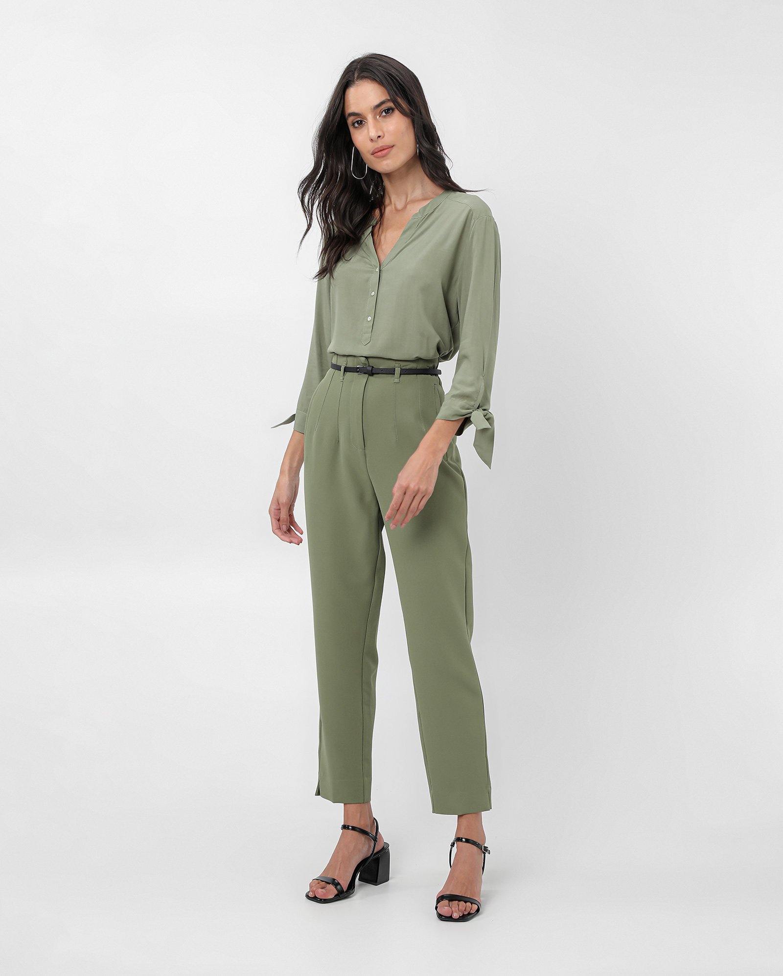 Kit camisa feminina 2 peças Hana em viscose com laço multicor