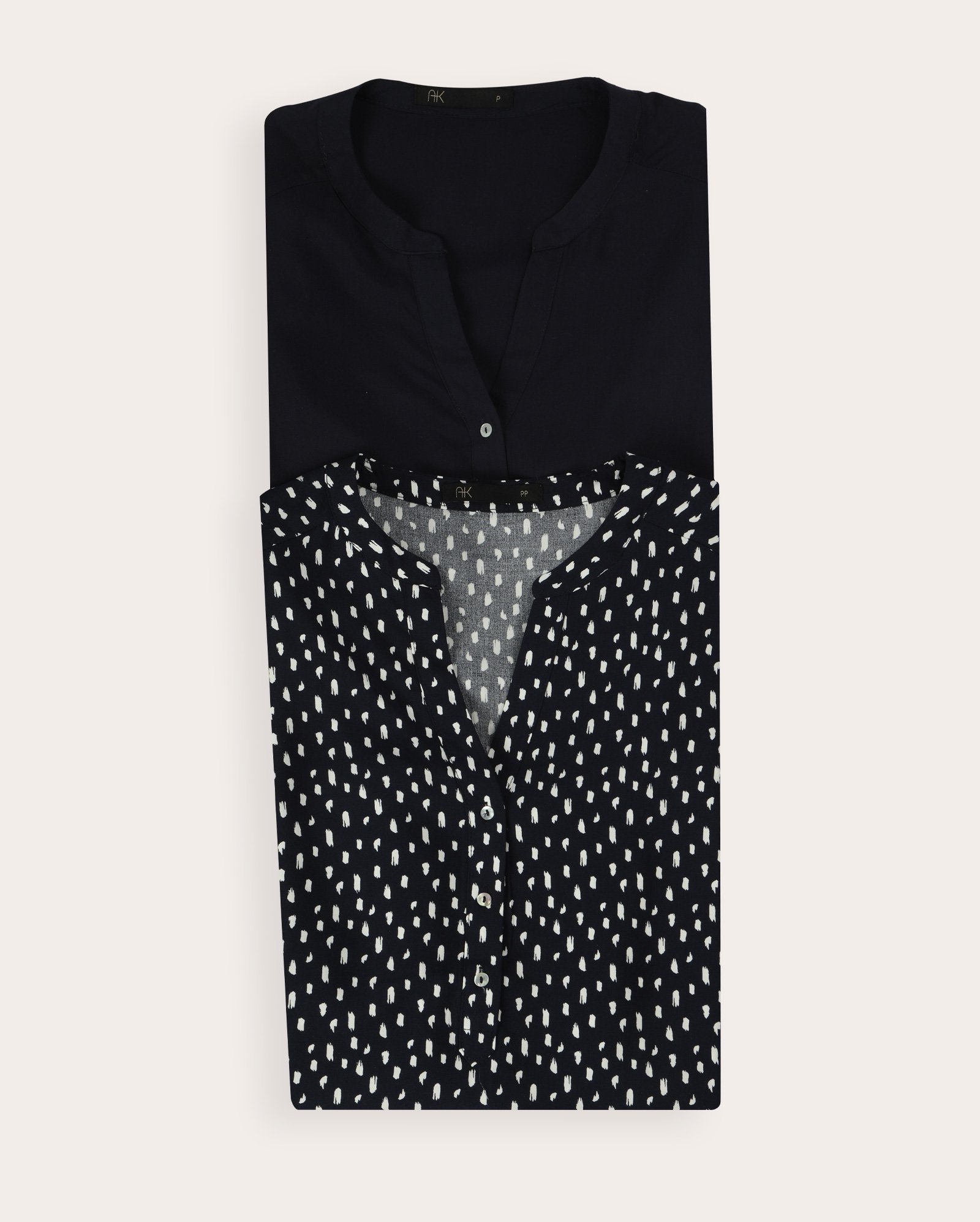 Kit camisa feminina 2 peças Hana em viscose com laço multicor