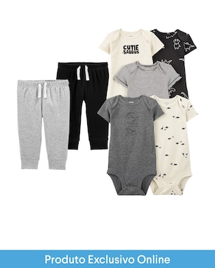 Enxoval bebê body 5 peças + calça 2 peças cós de elástico multicor | Carter's