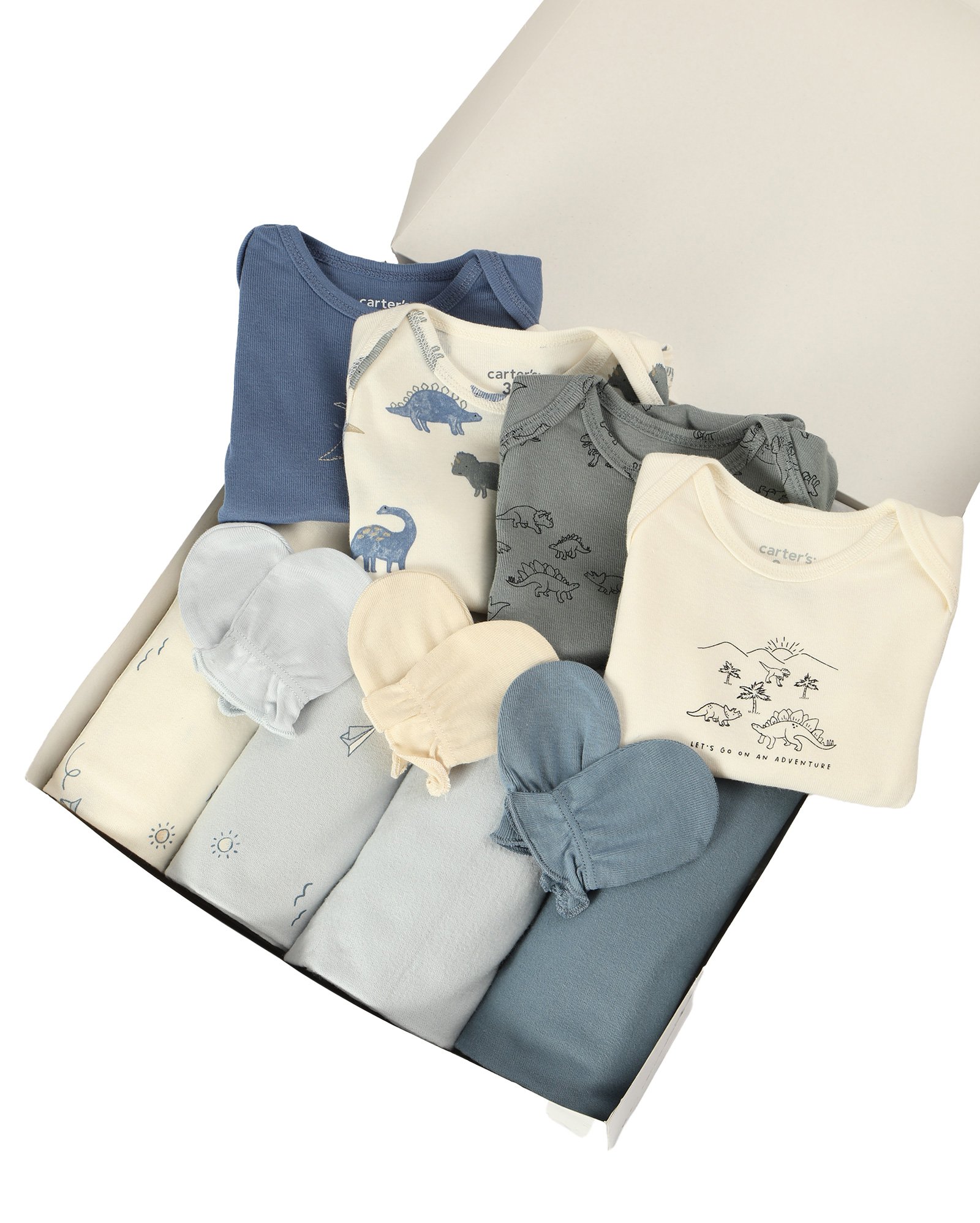 Enxoval bebê body 4 peças + kit luva 3 pares + kit cueiro 4 peças + caixa de presente M multicor | Carter's