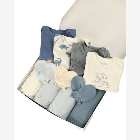 Enxoval bebê body 4 peças + kit luva 3 pares + kit cueiro 4 peças + caixa de presente M multicor | Carter's