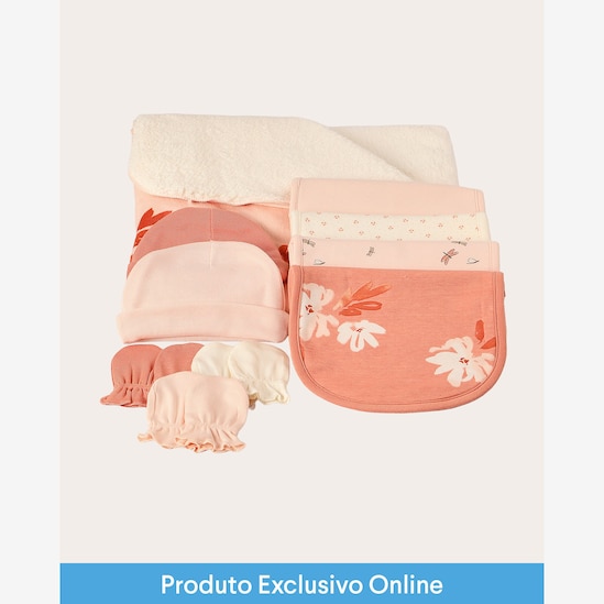 Enxoval bebê cobertor peluciado + kit paninho 4 peças + kit touca 2 peças + kit luva 3 pares + caixa de presente M multicor | Carter's