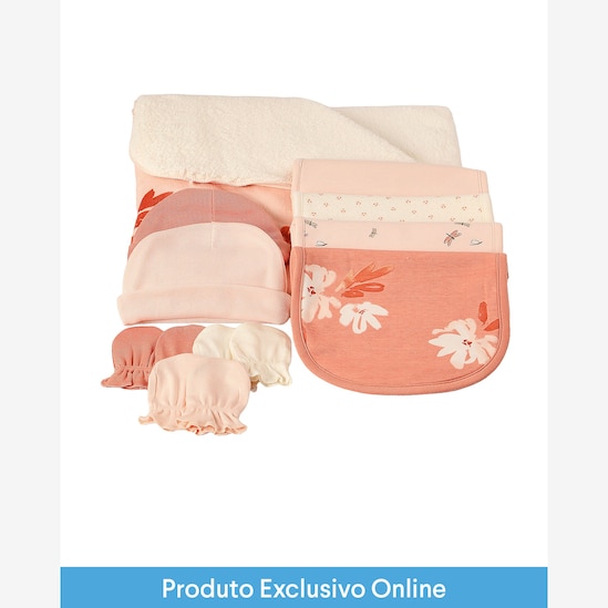 Enxoval bebê cobertor peluciado + kit paninho 4 peças + kit touca 2 peças + kit luva 3 pares + caixa de presente M multicor | Carter's
