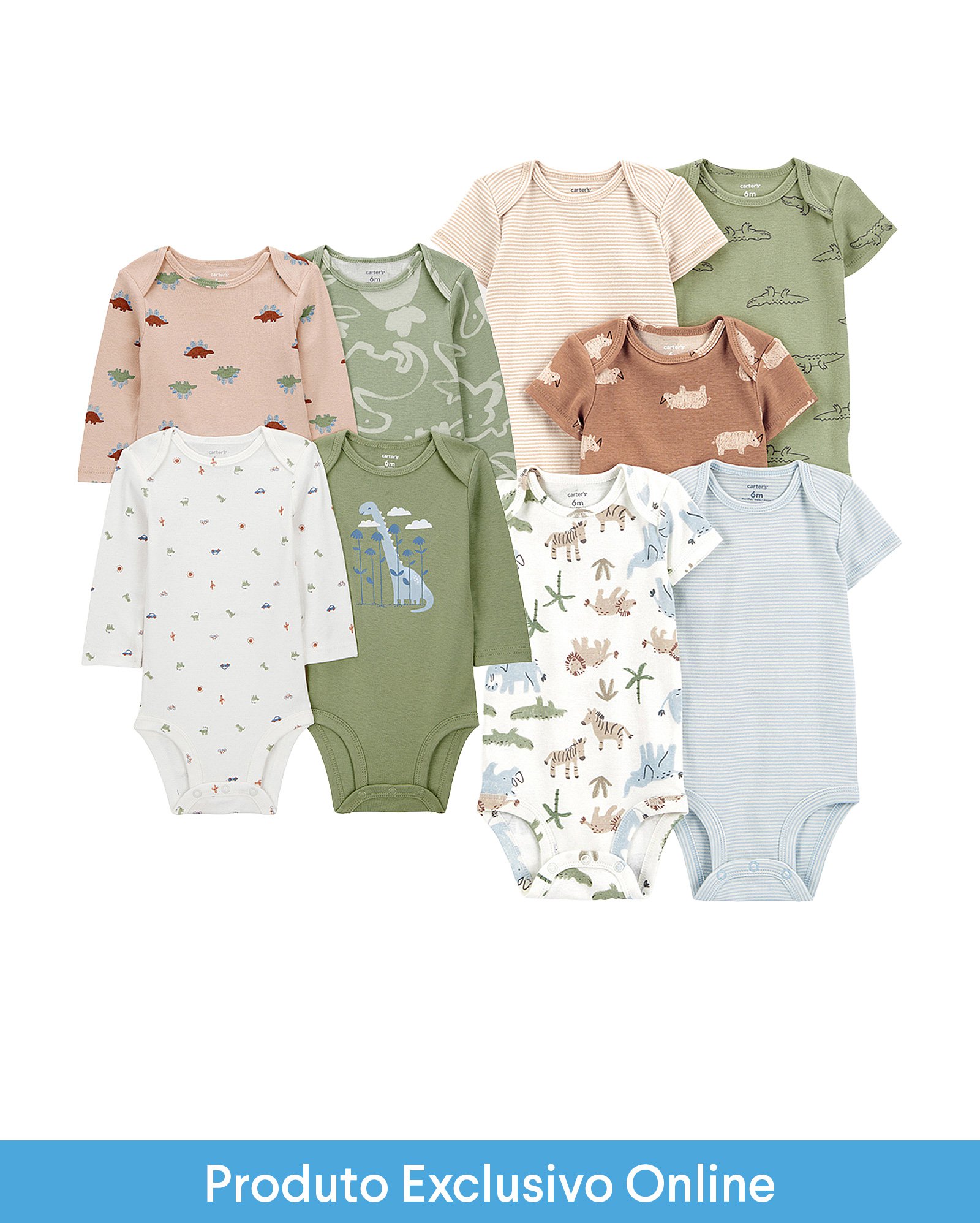 Enxoval bebê body 9 peças estampado - multicor | Carter's