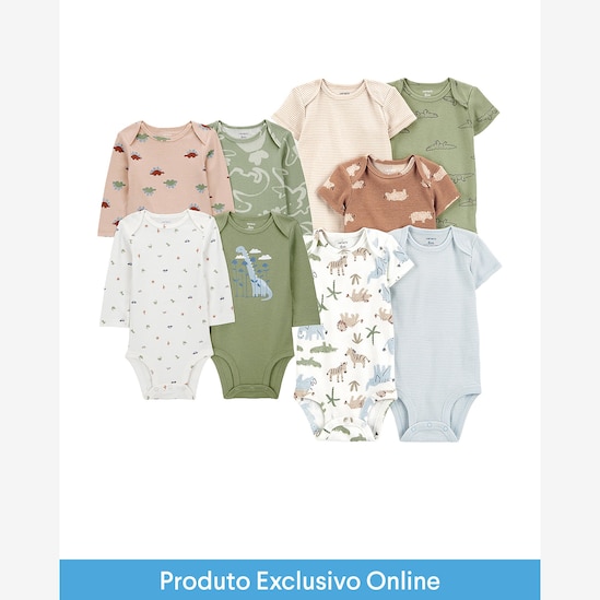 Enxoval bebê body 9 peças estampado - multicor | Carter's