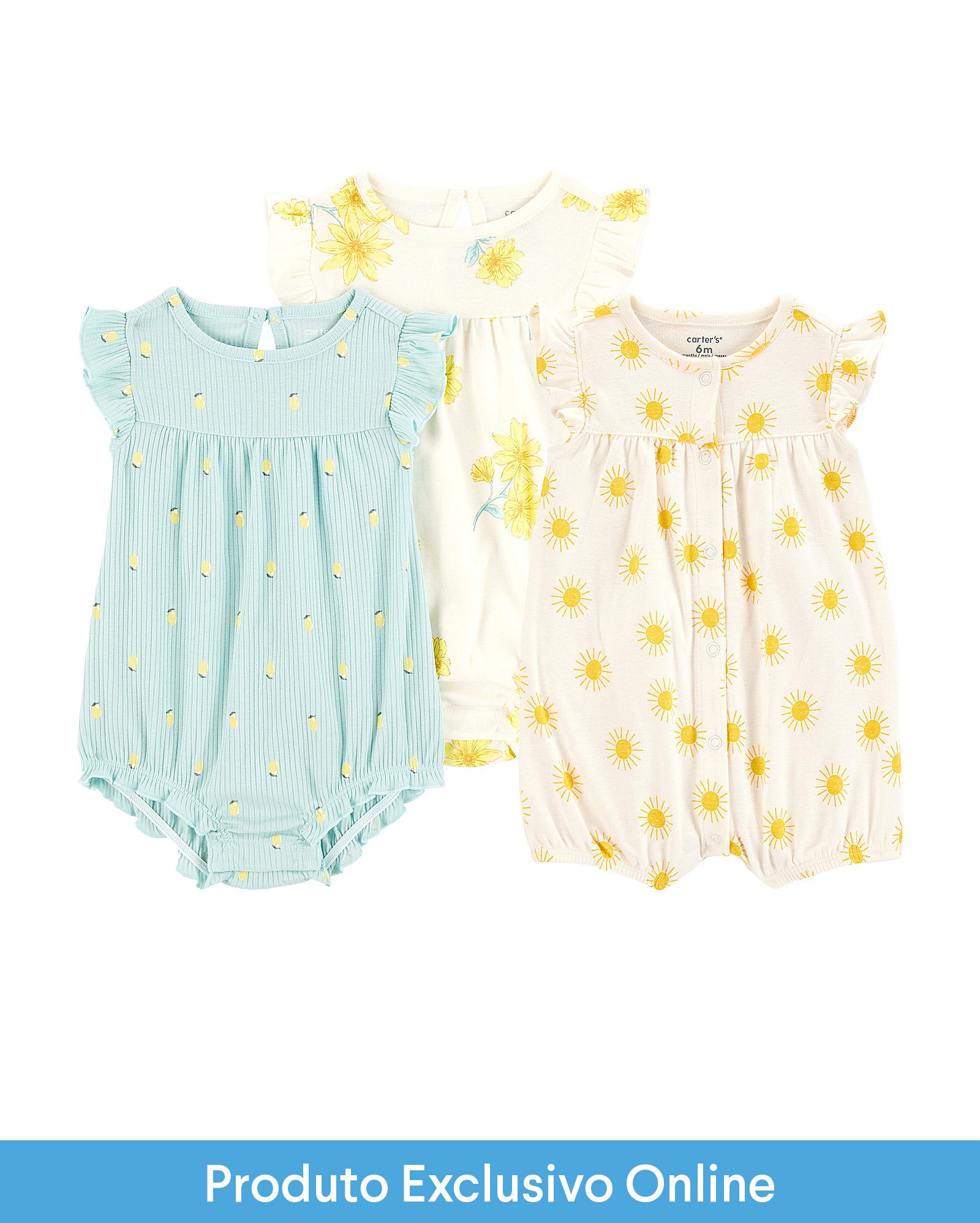 Enxoval bebê macaquinho 3 peças floral sol - multicor | Carter's