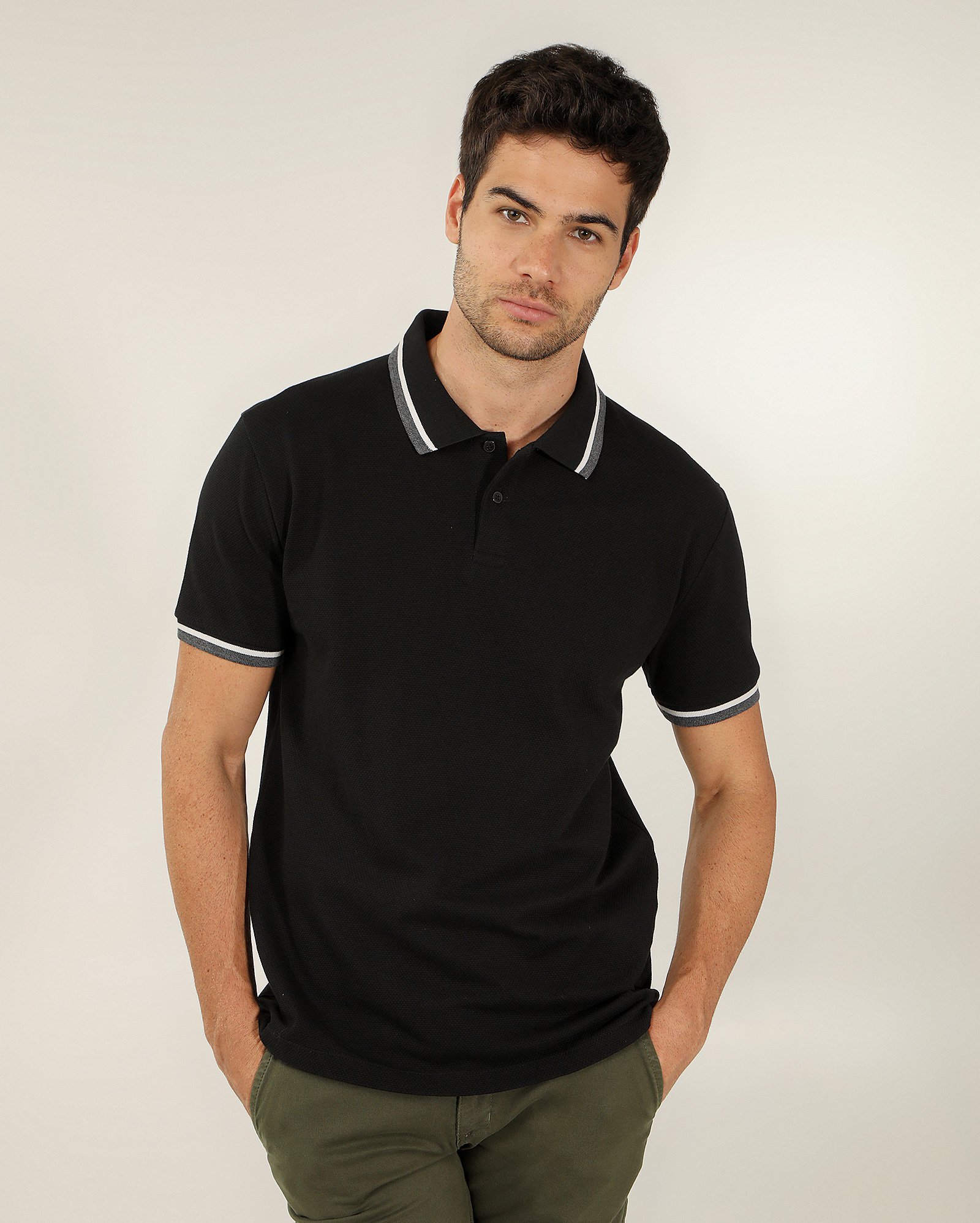 Kit camisa polo masculina 2 peças em malha piquet multicor
