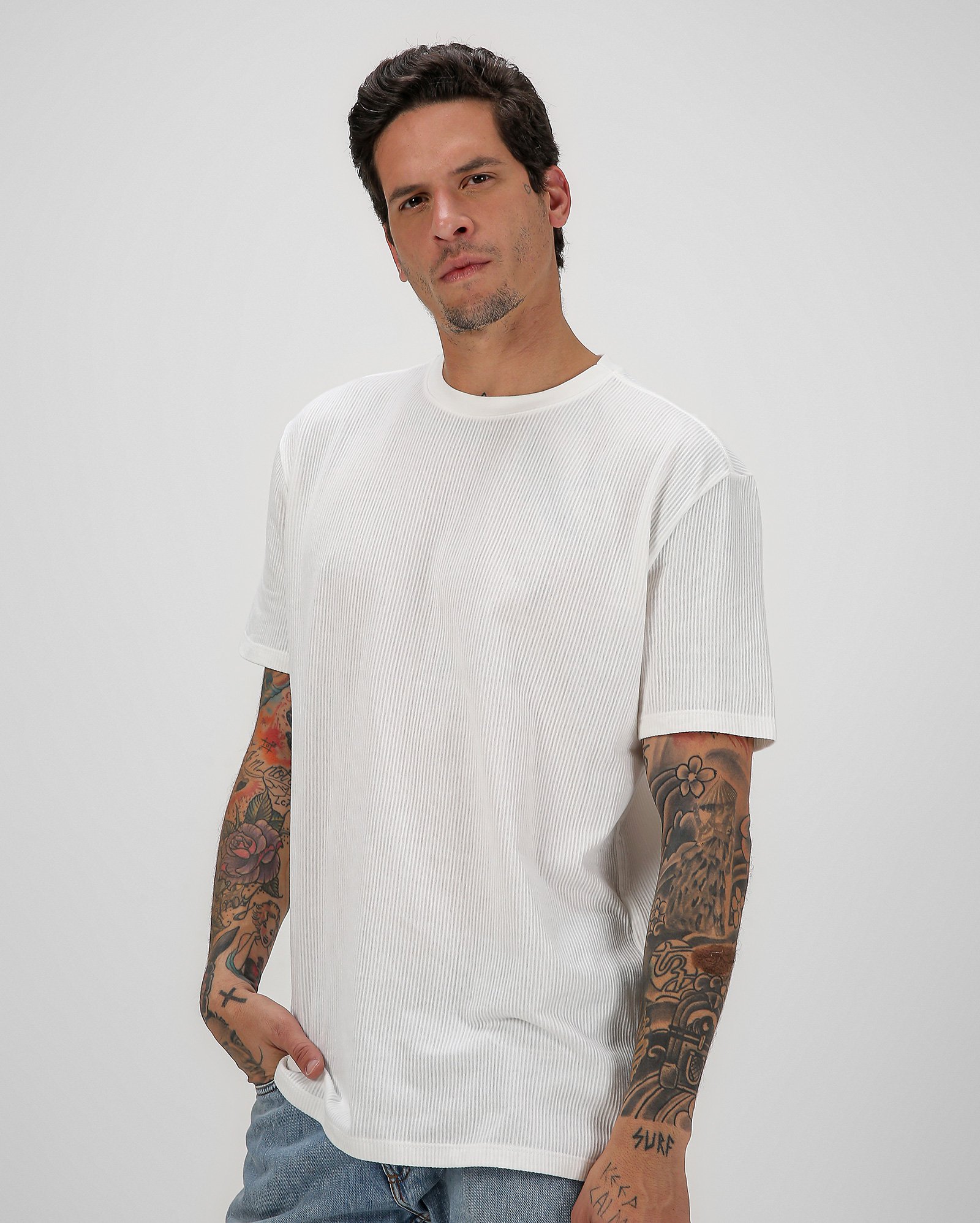 Kit camiseta masculina 2 peças canelada multicor