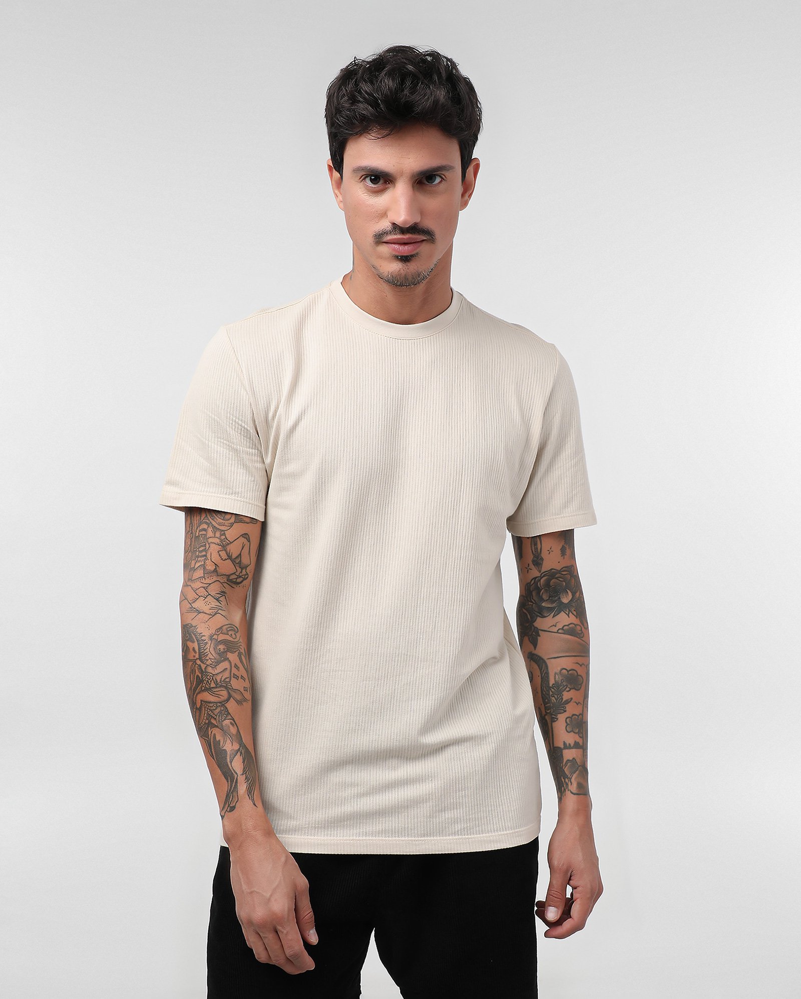 Kit camiseta masculina 2 peças canelada multicor