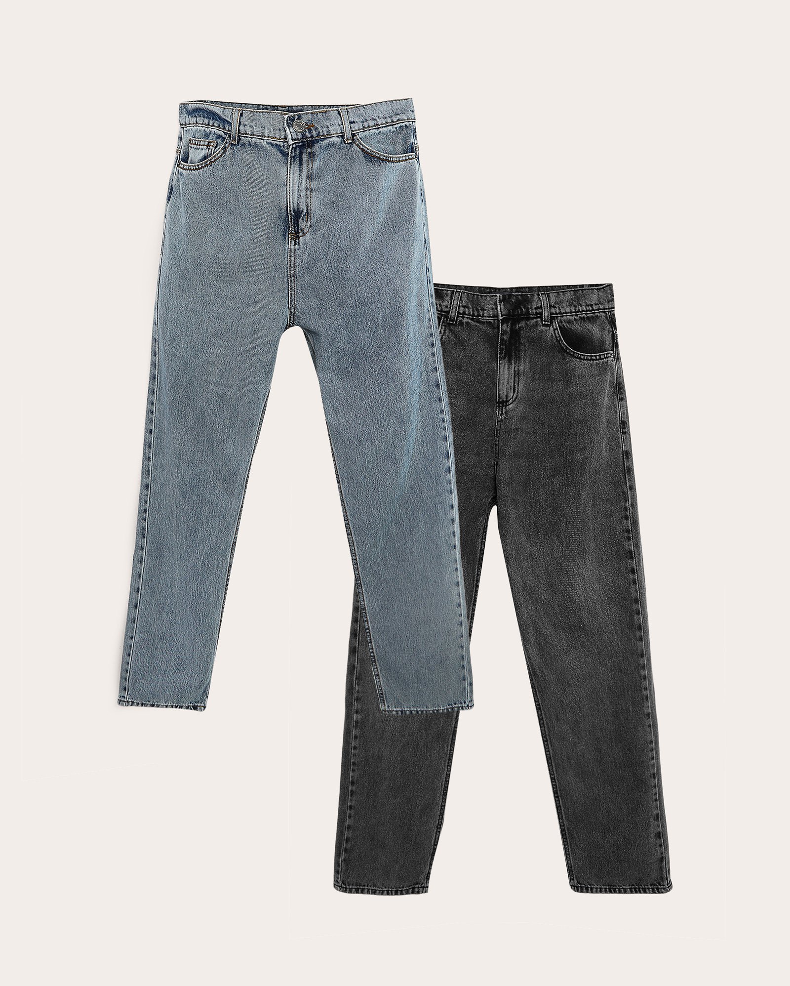 Kit calça jeans juvenil 2 peças loose estonada multicor
