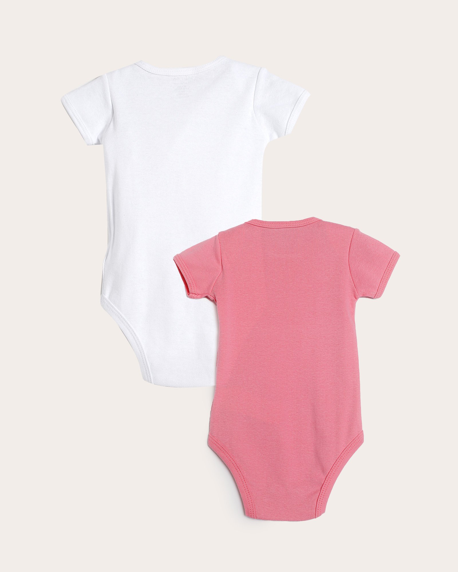 Kit body bebê 2 peças manga curta liso flor multicor