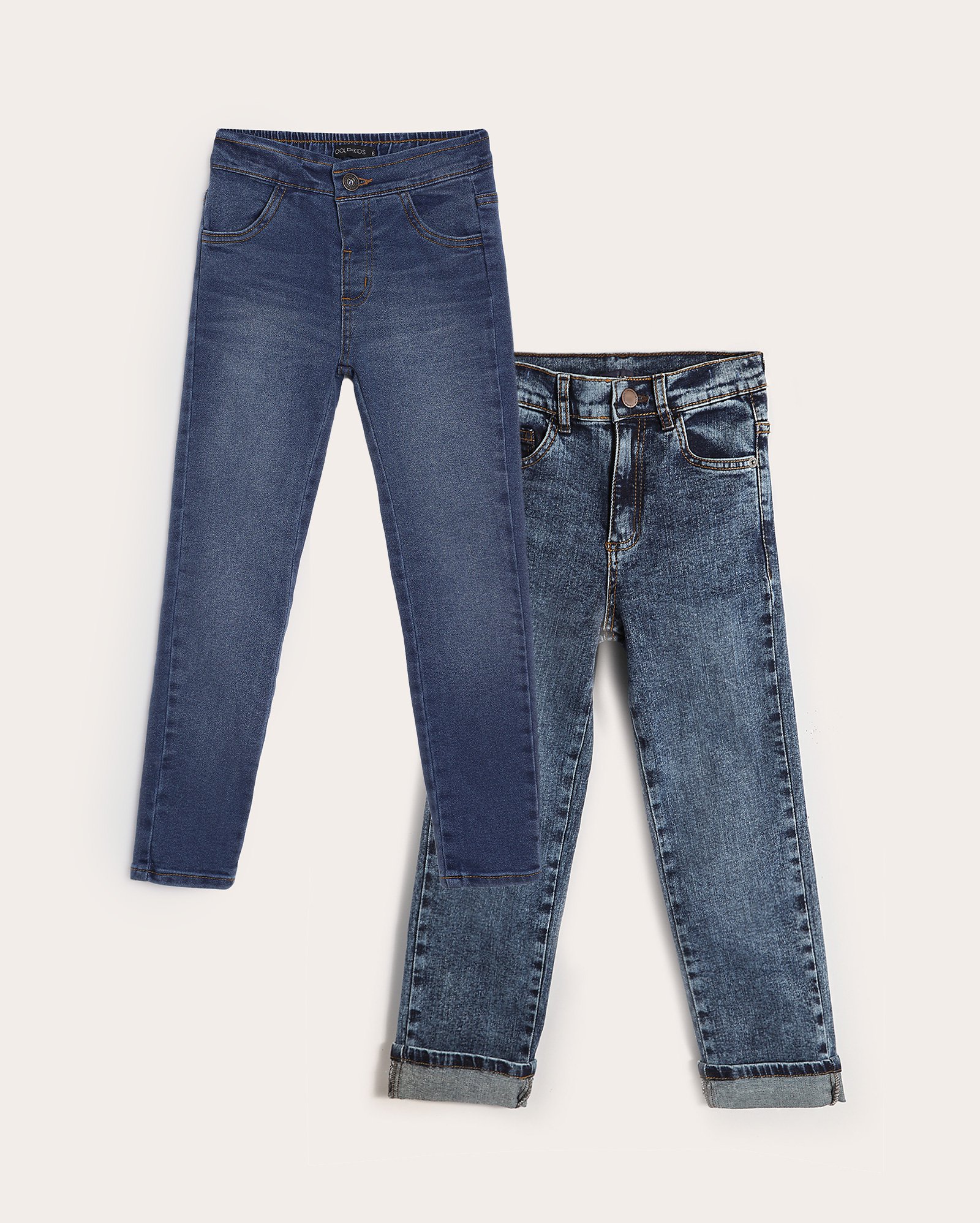 Kit calça jeans infantil 2 peças slim e reta 4-10A multicor