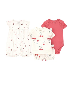 Enxoval bebê conjunto curto 3 peças + macaquinho cerejas - multicor | Carter's