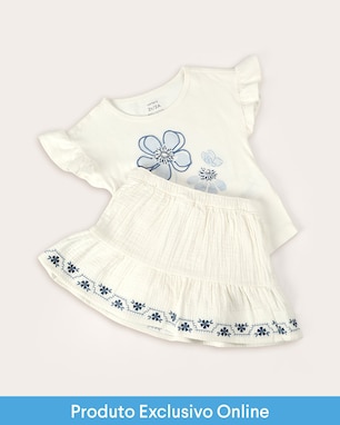 Enxoval infantil conjunto curto 2 peças bordado floral + caixa de presente M multicor | Carter's
