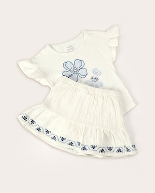 Enxoval infantil conjunto curto 2 peças bordado floral + caixa de presente M multicor | Carter's