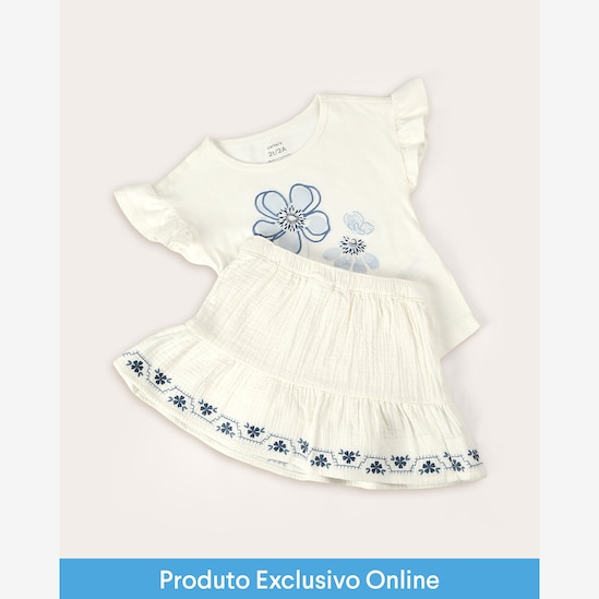 Enxoval infantil conjunto curto 2 peças bordado floral + caixa de presente M multicor | Carter's