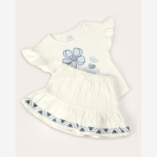 Enxoval infantil conjunto curto 2 peças bordado floral + caixa de presente M multicor | Carter's