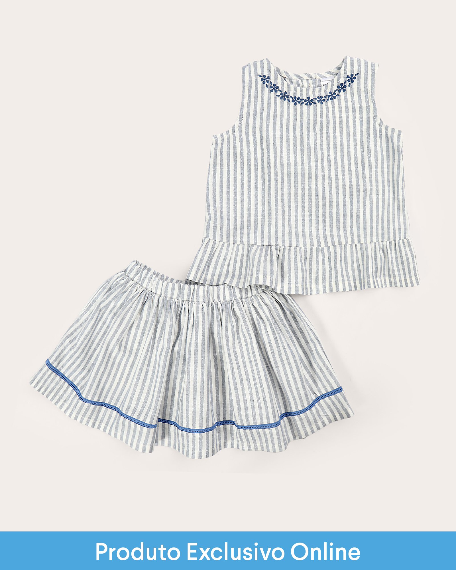 Enxoval infantil conjunto curto 2 peças em viscose listrado + caixa de presente M multicor | Carter's