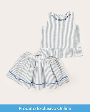 Enxoval infantil conjunto curto 2 peças em viscose listrado + caixa de presente M multicor | Carter's