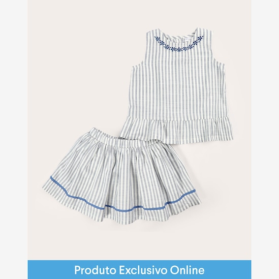 Enxoval infantil conjunto curto 2 peças em viscose listrado + caixa de presente M multicor | Carter's