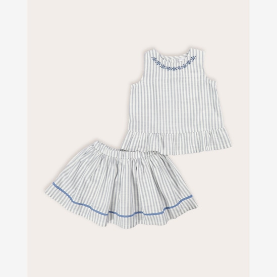 Enxoval infantil conjunto curto 2 peças em viscose listrado + caixa de presente M multicor | Carter's