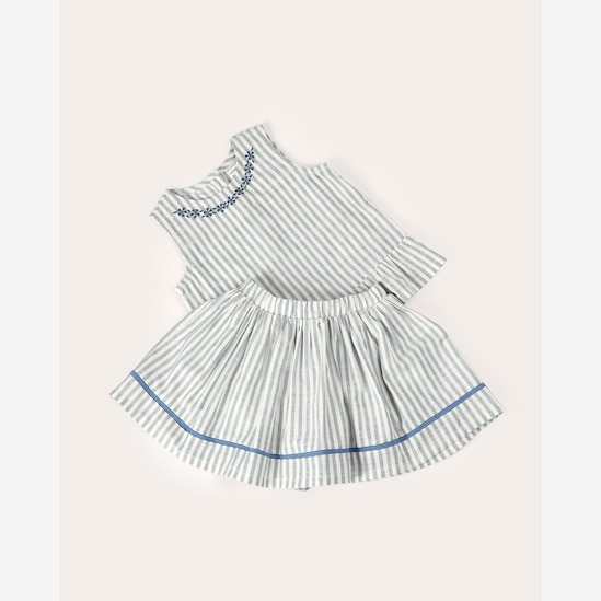 Enxoval infantil conjunto curto 2 peças em viscose listrado + caixa de presente M multicor | Carter's