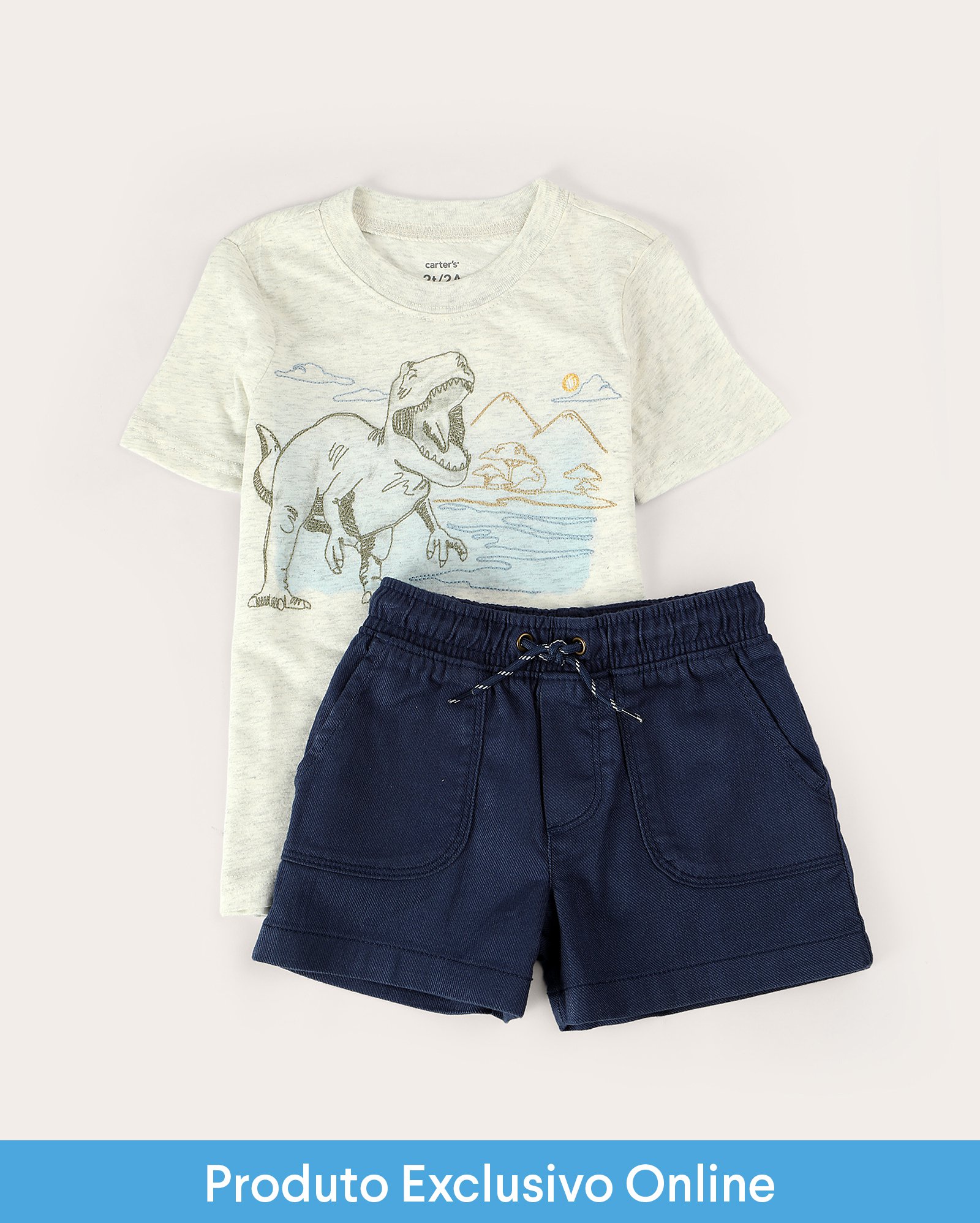 Enxoval infantil conjunto curto 2 peças relaxed dino + caixa de presente M multicor | Carter's