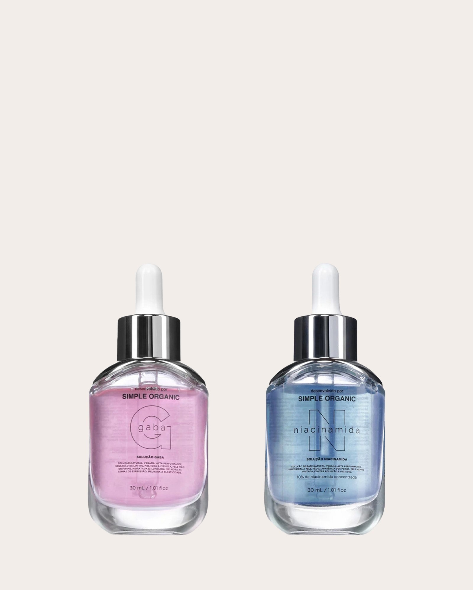 Kit solução facial 2 itens Niacinamida e Gaba 30ml cada | Simple Organic