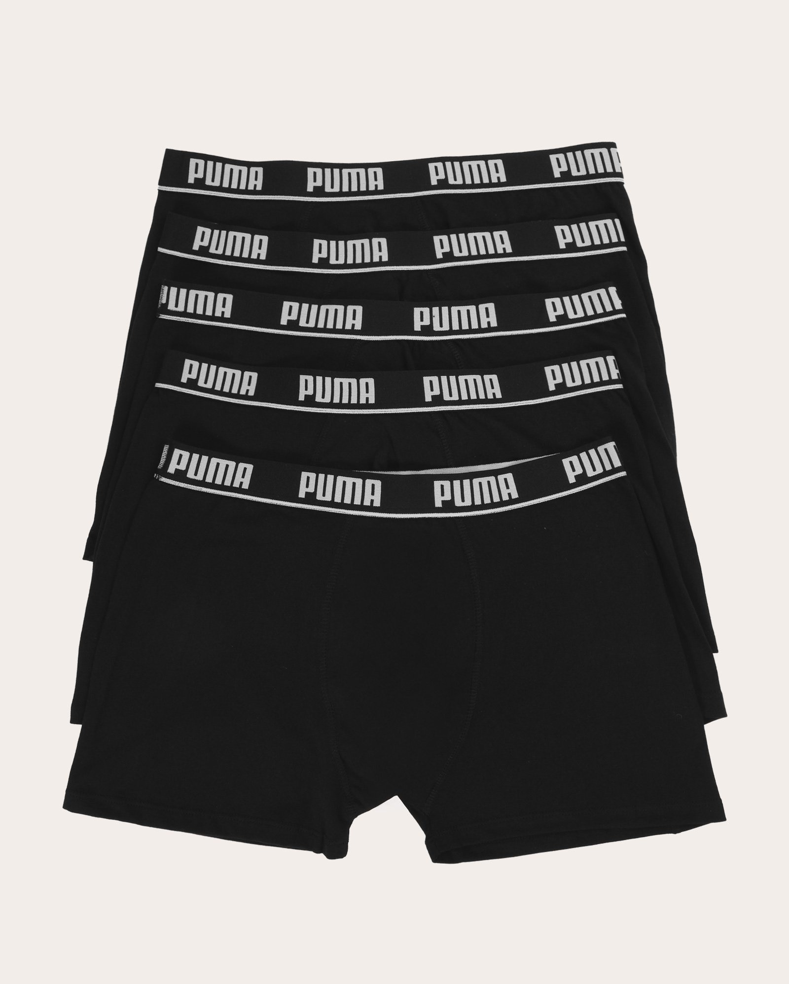 Kit cueca boxer 5 peças lisa - preta | Puma