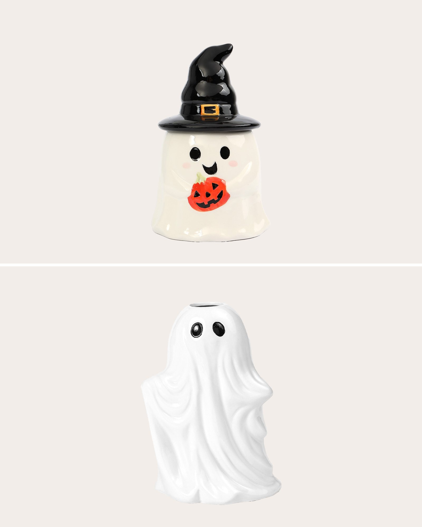 Kit pote decorativo 18cm + vaso de cerâmica fantasma 18cm - branco | Casa Riachuelo
