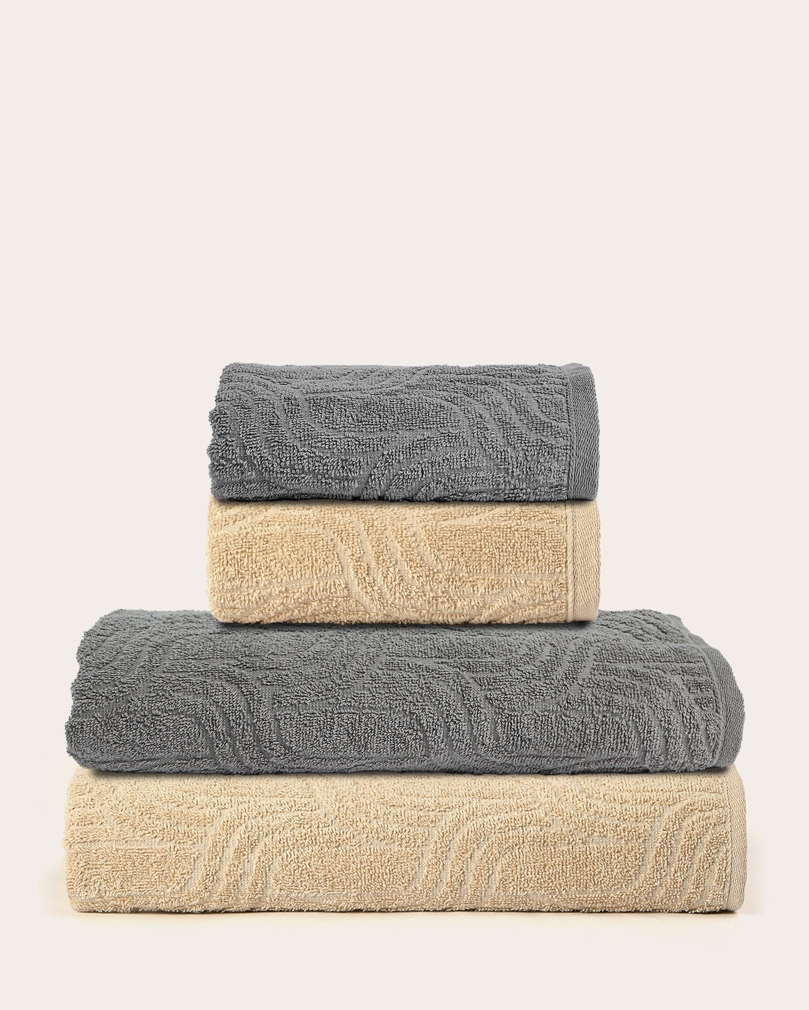 Kit toalha de banho 2 peças + toalha de rosto 2 peças com textura Keljacq - multicor | Karsten