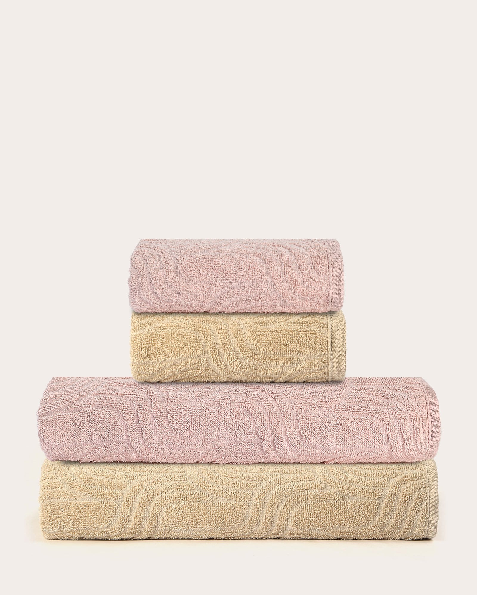 Kit toalha de banho 2 peças + toalha de rosto 2 peças com textura Keljacq - multicor | Karsten