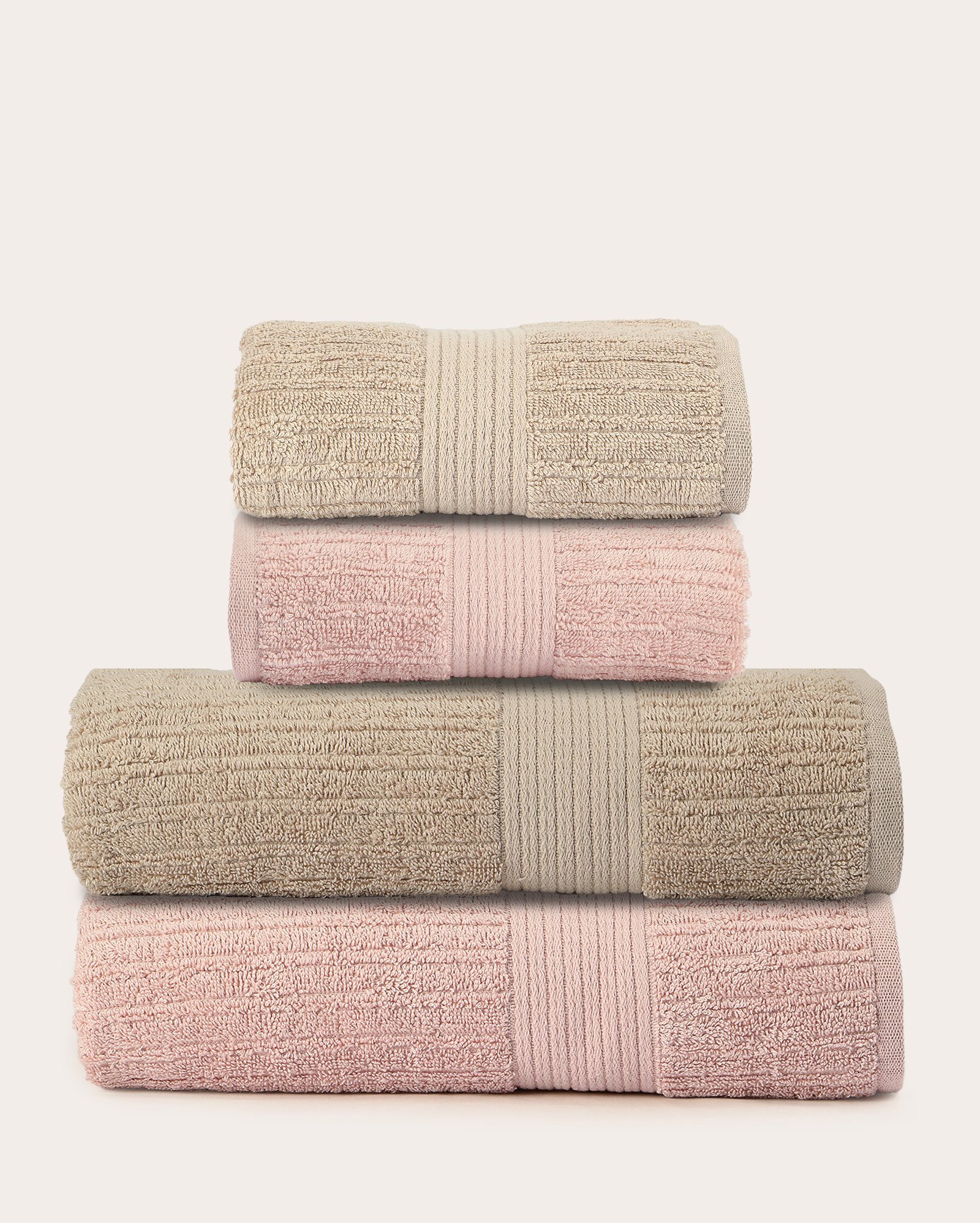 Kit toalha de banho 2 peças + toalha de rosto 2 peças fio penteado