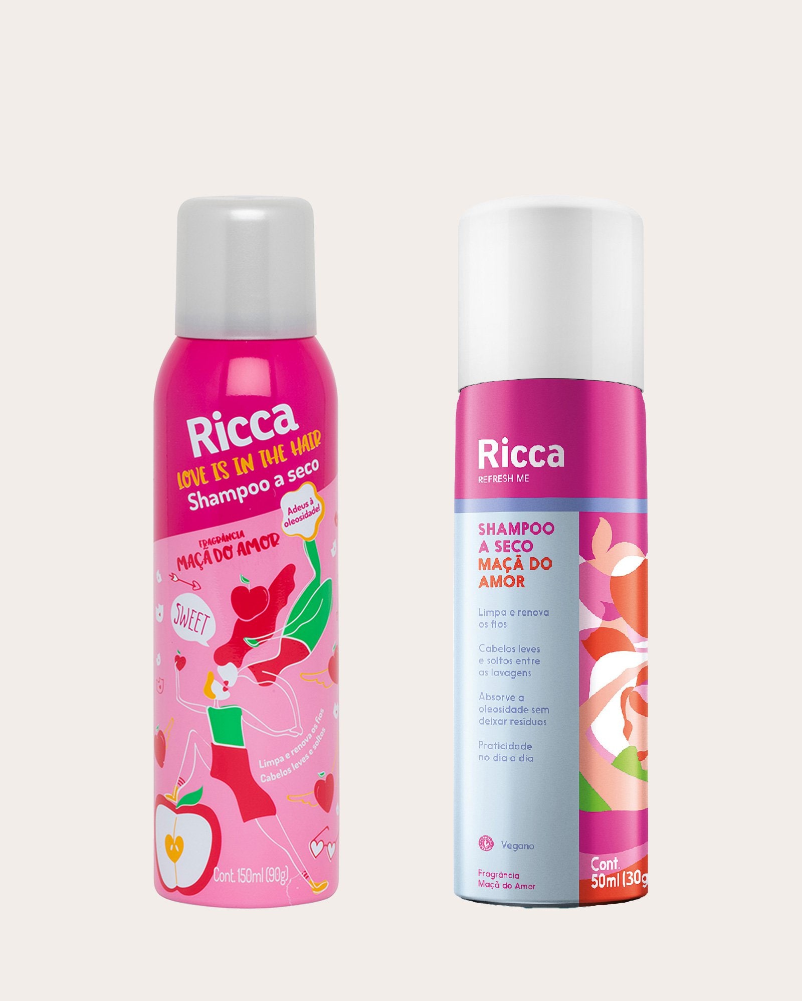 Kit shampoo a seco love is in the hair maçã do amor 150ml + miniatura 50ml | Ricca